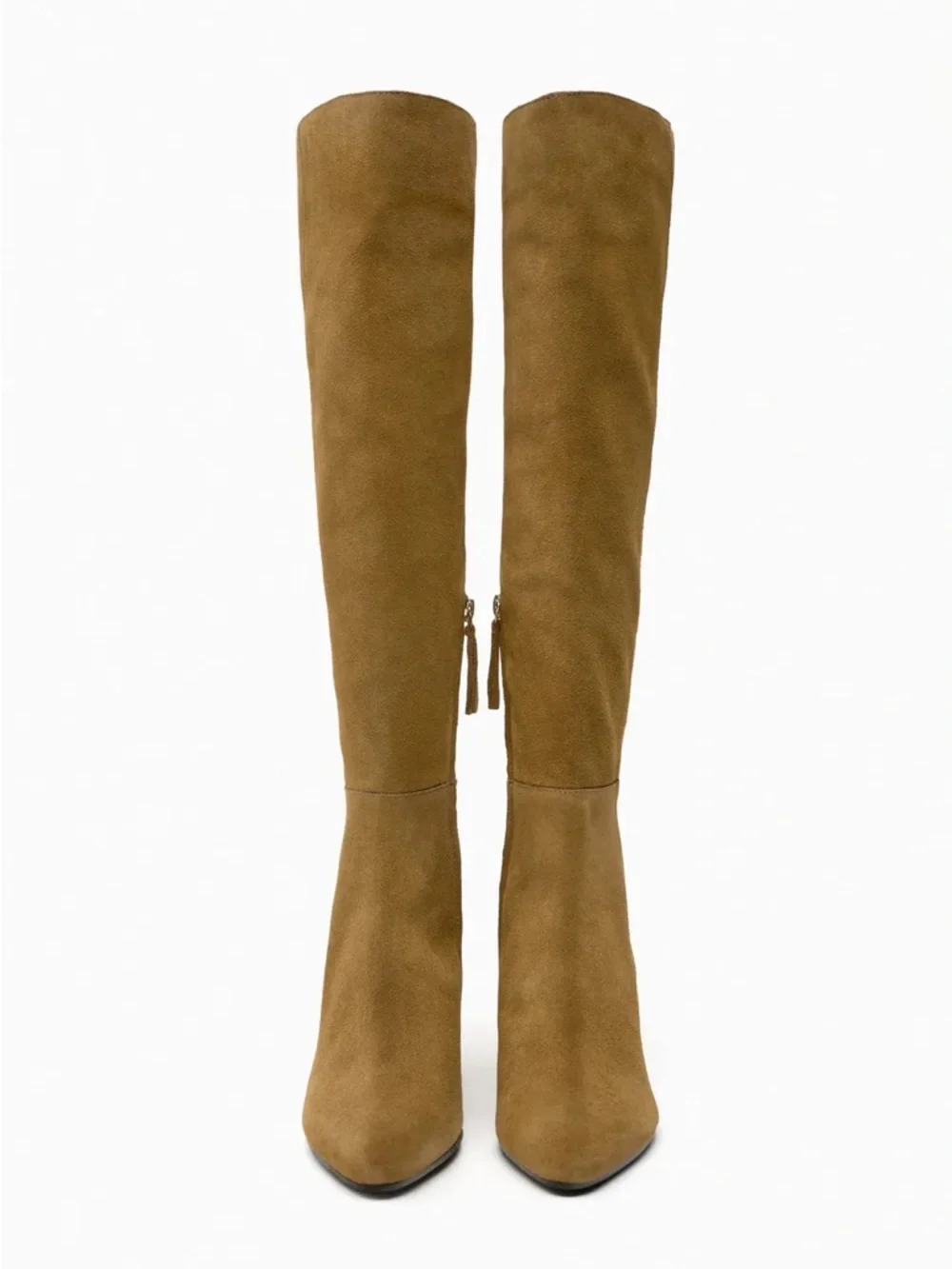Zara HEELED SUEDE OVER THE KNEE BOOTS. Sandy Brown. Size 6.5. New with Tags.